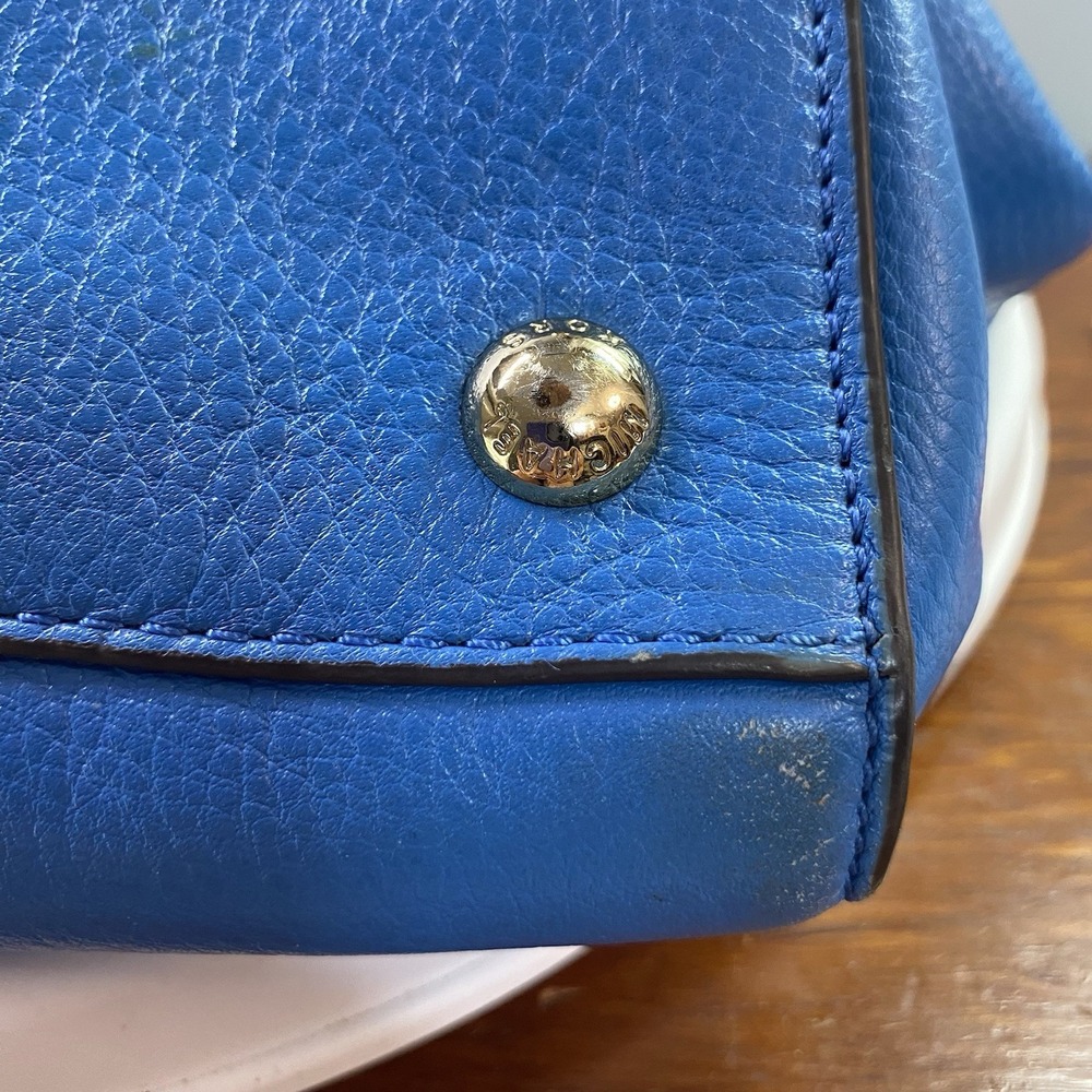 Michael Kors Authentic Leather Women's Blue Purse‎ Tote Bag 10x11x4 - Picture 9 of 16